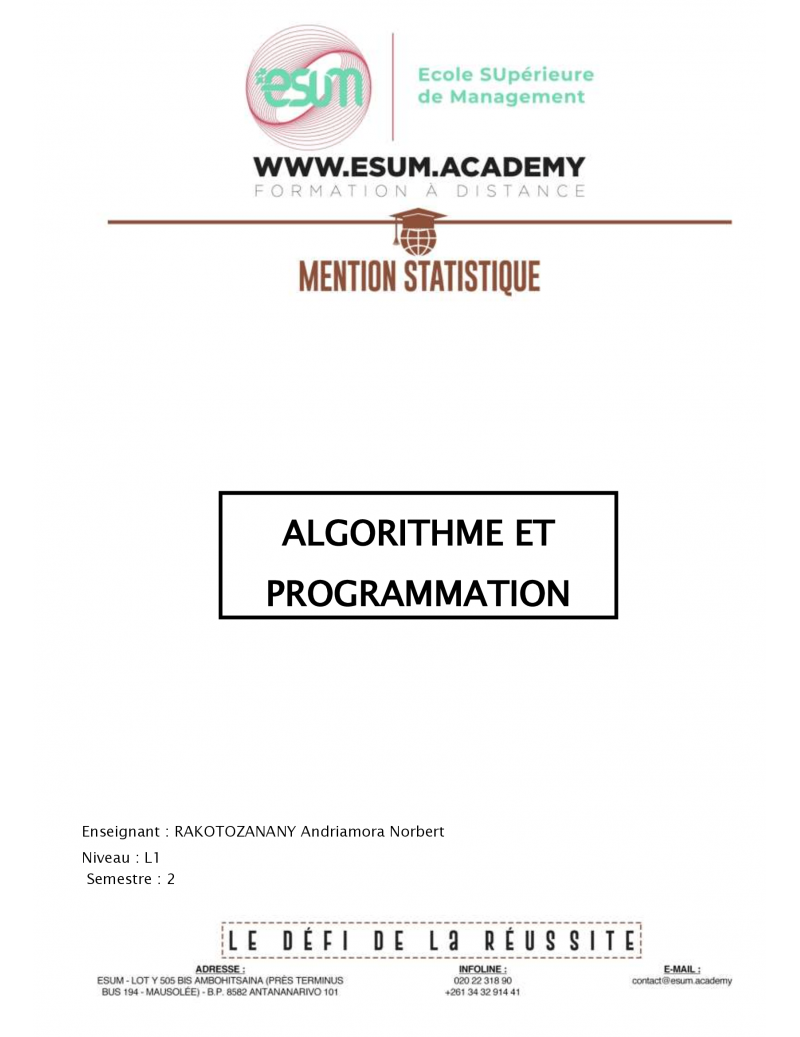 Algorithme et programmation