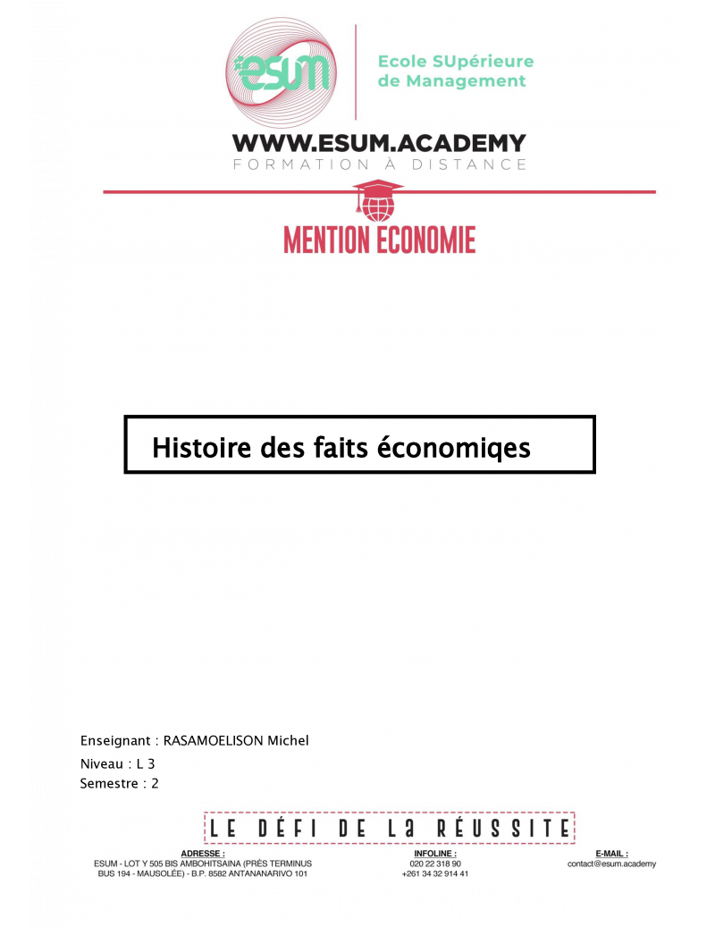 Histoire des faits économiques