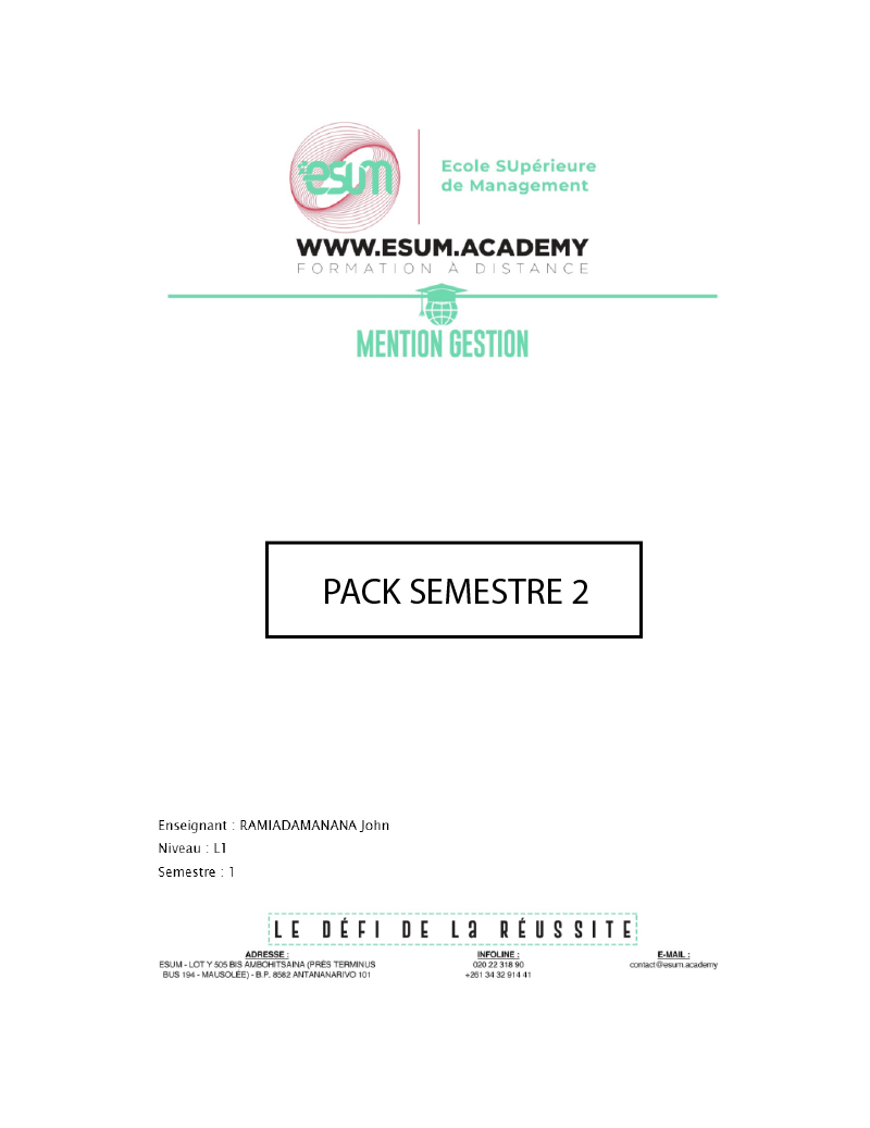 Cours Mention Gestion L1 - S2