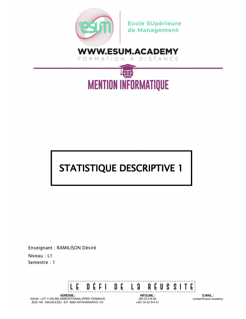 Statistique descriptive I...